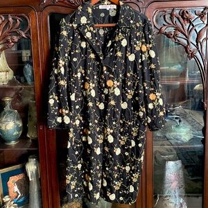 Johnny Was Heavily Embroidered Long Midi Coat Floral Flowers and Vines J…